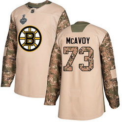 Men's Boston Bruins #73 Charlie McAvoy Camo Authentic 2019 Stanley Cup Final 2017 Veterans Day Bound Stitched Hockey Jersey
