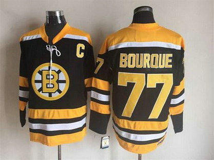 Men's Boston Bruins #77 Ray Bourque 2007-08 Black CCM Vintage Throwback Jersey
