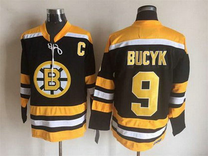 Men's Boston Bruins #9 Johnny Bucyk 2007-08 Black CCM Vintage Throwback Jersey