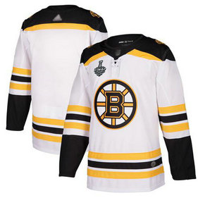 Men's Boston Bruins Blank 2019 Stanley Cup Final White Road Authentic Bound Stitched Hockey Jersey