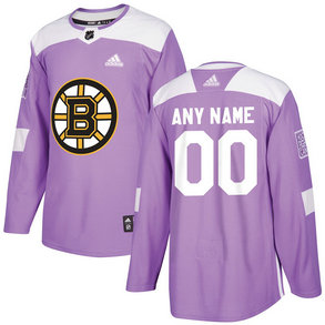 Men's Boston Bruins Purple Adidas Hockey Fights Cancer Custom Practice Jersey