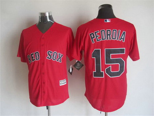 Men's Boston Red Sox #15 Dustin Pedroia Alternate Red 2015 MLB Cool Base Jersey