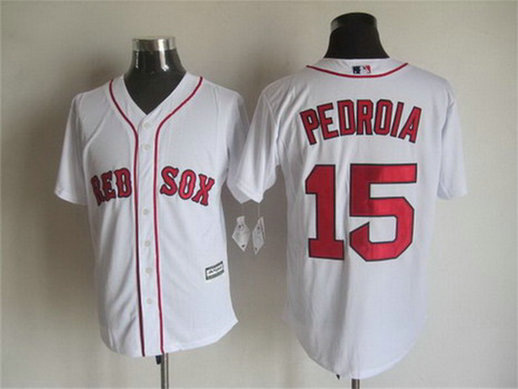 Men's Boston Red Sox #15 Dustin Pedroia Home White 2015 MLB Cool Base Jersey