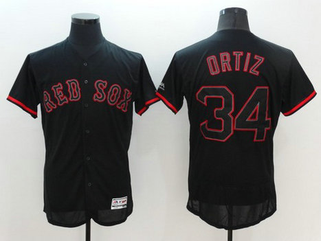 Men's Boston Red Sox #34 David Ortiz New Black Fashion Jersey