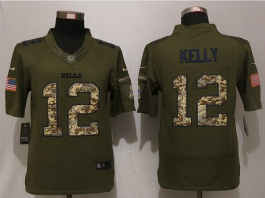 Men's Buffalo Bills #12 Jim Kelly Green Salute to Service 2015 NFL Nike Limited Jersey