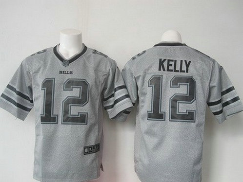 Men's Buffalo Bills #12 Jim Kelly Retired Player Nike Gray Gridiron 2015 NFL Gray Limited Jersey