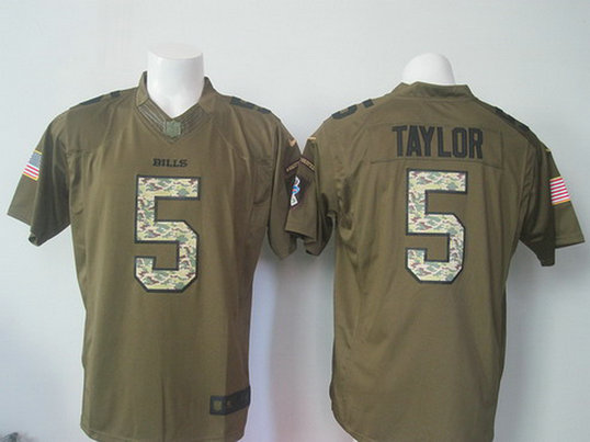 Men's Buffalo Bills #5 Tyrod Taylor Green Salute to Service 2015 NFL Nike Limited Jersey
