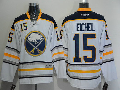 Men's Buffalo Sabres #15 Jack Eichel Away White NHL Reebok Jersey
