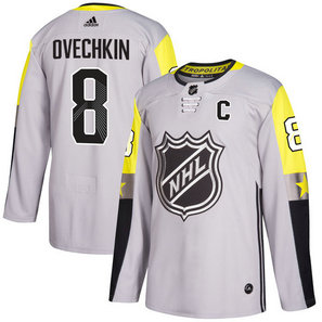 Men's Capitals 8 Alexander Ovechkin Gray Adidas 2018 NHL All-Star Game Metro Division Authentic Player Jersey