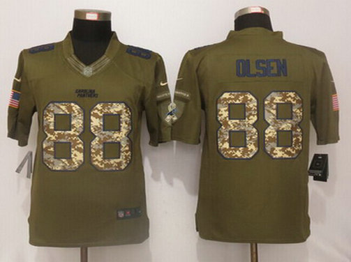 Men's Carolina Panthers #88 Greg Olsen Green Salute to Service 2015 NFL Nike Limited Jersey