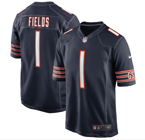 Men's Chicago Bears #1 Justin Fields Nike Orange 2021 NFL Draft First ...