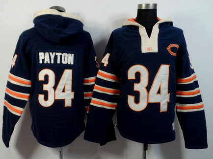 Men's Chicago Bears #34 Walter Payton Navy Blue Team Color 2015 NFL Hoodie