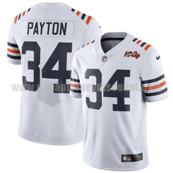 Men's Chicago Bears #34 Walter Payton Nike White 2019 100th Season Alternate Classic Retired Player Limited Jersey