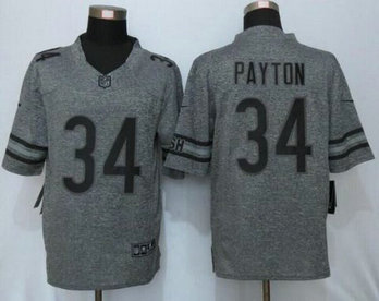 Men's Chicago Bears #34 Walter Payton Retired Player Gray Gridiron Nike NFL Limited Jersey