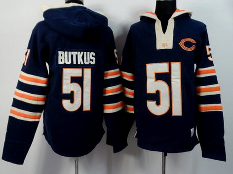 Men's Chicago Bears #51 Dick Butkus Navy Blue Team Color 2015 NFL Hoodie
