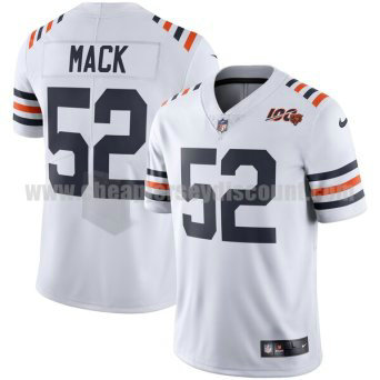 Men's Chicago Bears #52 Khalil Mack Nike White 2019 100th Season Alternate Classic Retired Player Limited Jersey