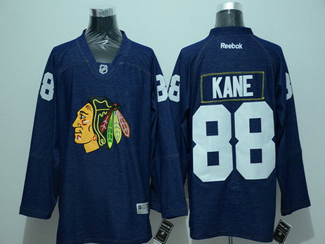 Men's Chicago Blackhawks #88 Patrick Kane Navy Blue Denim Fabric Fashion Hockey Jersey Men's Chicago Blackhawks #88 Patrick Kane Navy Blue Denim Fabric Fashion Hockey Jersey
