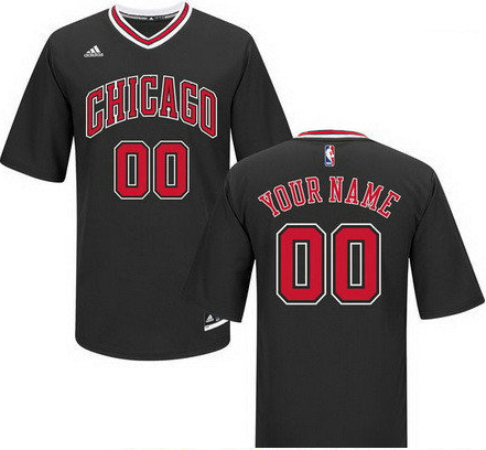 Men's Chicago Bulls Black Short-Sleeve Custom adidas Swingman Alternate Basketball Jersey