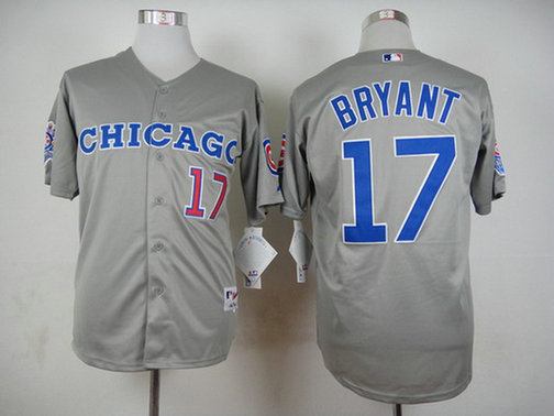 Men's Chicago Cubs #17 Kris Bryant 1990 Turn Back The Clock Gray Jersey w-1990 All-Star Patch