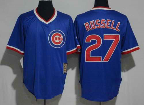 Men's Chicago Cubs #27 Addison Russell Royal Blue Pullover MLB Majestic 1994 Cooperstown Collection Stitched Jersey