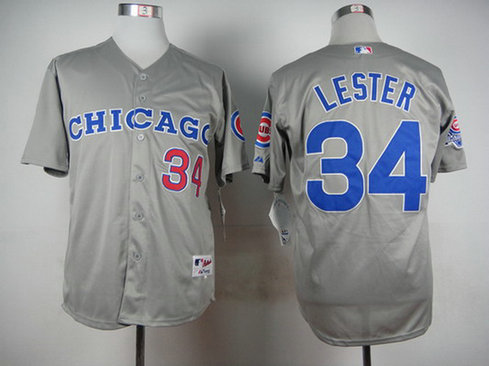 Men's Chicago Cubs #34 Jon Lester 1990 Turn Back The Clock Gray Jersey w-1990 All-Star Patch