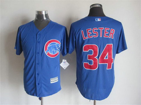 Men's Chicago Cubs #34 Jon Lester Alternate Blue  MLB Cool Base Jersey
