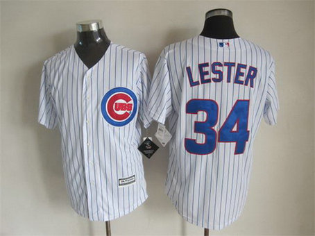 Men's Chicago Cubs #34 Jon Lester Home White  MLB Cool Base Jersey