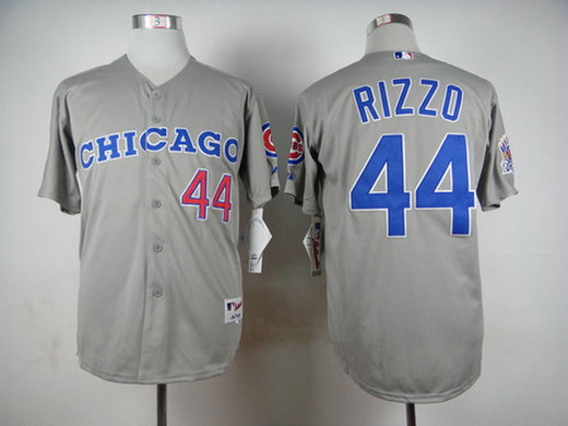 Men's Chicago Cubs #44 Anthony Rizzo 1990 Turn Back The Clock Gray Jersey w-1990 All-Star Patch