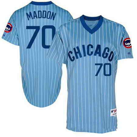 Men's Chicago Cubs #70 Joe Maddon Light Blue Pullover 1988 Cooperstown Collection MLB Stitched Jersey By Majestic