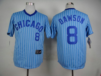 Men's Chicago Cubs #8 Andre Dawson 1988 Light Blue Majestic Jersey