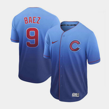 Men's Chicago Cubs #9 Javier Baez Nike Blue Fade Jersey