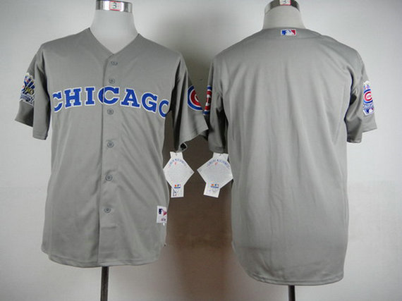 Men's Chicago Cubs Blank 1990 Turn Back The Clock Gray Jersey w-1990 All-Star Patch