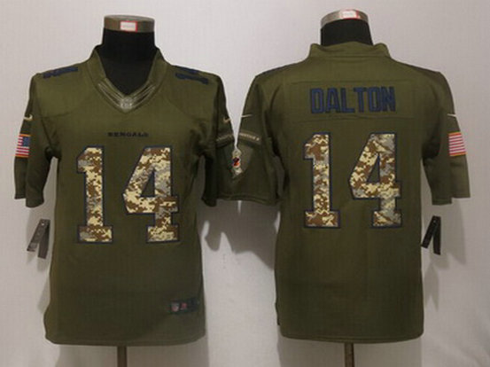 Men's Cincinnati Bengals #14 Andy Dalton Green Salute to Service 2015 NFL Nike Limited Jersey