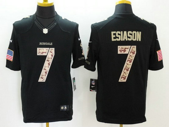 Men's Cincinnati Bengals #7 Boomer Esiason Black Salute to Service Retired Player NFL Nike Limited Jersey