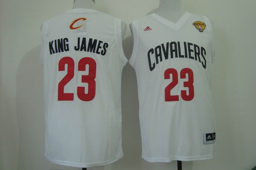 Men's Cleveland Cavaliers #23 King James Nickname 2016 The NBA Finals Patch White Fashion Jersey