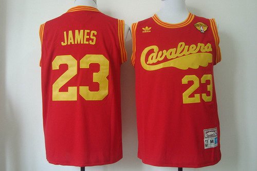Men's Cleveland Cavaliers #23 LeBron James 2016 The NBA Finals Patch 2009 Red Hardwood Classics Soul Swingman Throwback Jersey