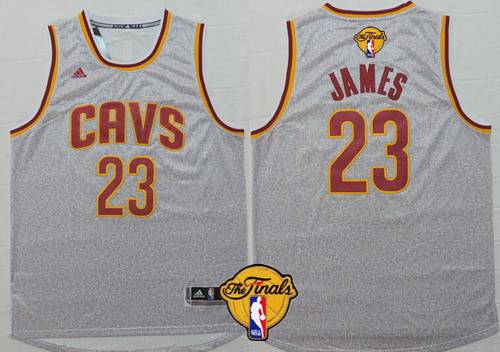 Men's Cleveland Cavaliers #23 LeBron James 2016 The NBA Finals Patch Gray Jersey