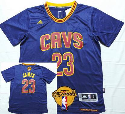 Men's Cleveland Cavaliers #23 LeBron James 2016 The NBA Finals Patch Navy Blue Short-Sleeved Jersey
