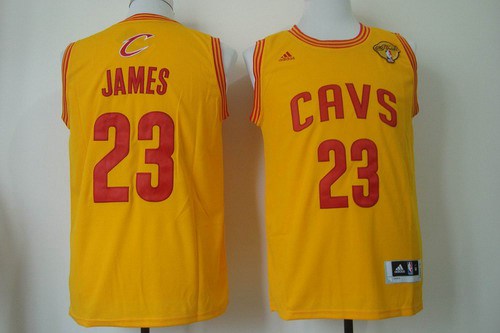 Men's Cleveland Cavaliers #23 LeBron James 2016 The NBA Finals Patch Yellow Swingman Jersey