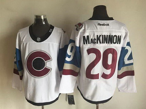 Men's Colorado Avalanche #29 Nathan MacKinnon Reebok White 2016 Stadium Series Hockey Jersey