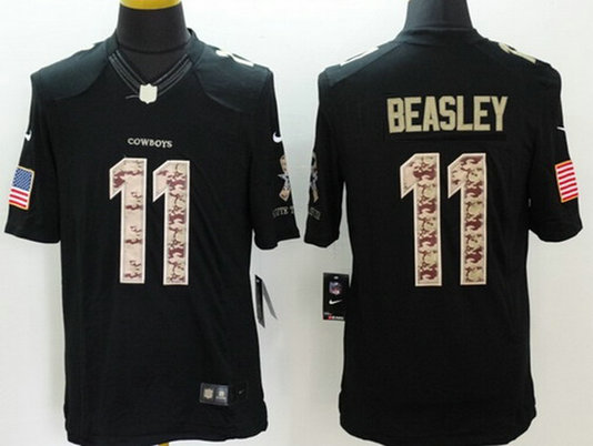 Men's Dallas Cowboys #11 Cole Beasley Black Salute to Service NFL Nike Limited Jersey