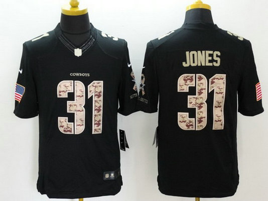Men's Dallas Cowboys #31 Byron Jones Black Black Salute to Service NFL Nike Limited Jersey