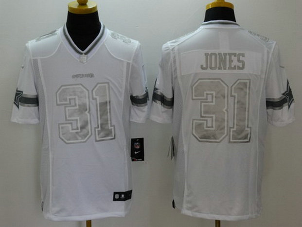 Men's Dallas Cowboys #31 Byron Jones White Platinum NFL Nike Limited Jersey