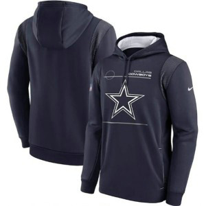 Men's Dallas Cowboys 2021 Navy Sideline Logo Performance Pullover Hoodie