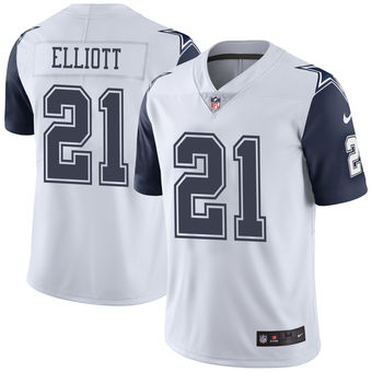 Men's Dallas Cowboys Ezekiel Elliott Nike White Color Rush Limited Jersey