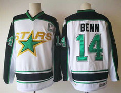 Men's Dallas Stars 14 Jamie Benn White CCM NHL Stitched Jersey