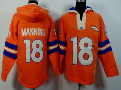 Men's Denver Broncos #18 Peyton Manning Orange Team Color 2015 NFL Hoodie