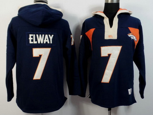 Men's Denver Broncos #7 John Elway Navy Blue Alternate 2015 NFL Hoodie