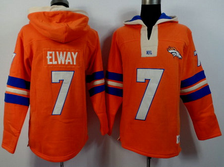 Men's Denver Broncos #7 John Elway Orange Team Color 2015 NFL Hoodie