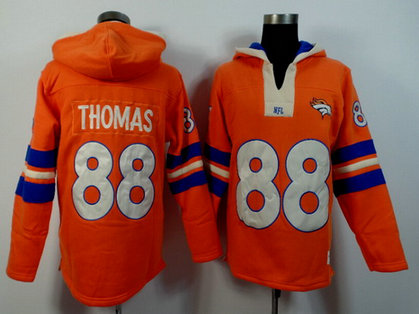Men's Denver Broncos #88 Demaryius Thomas Orange Team Color 2015 NFL Hoodie